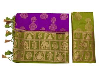 Purple Woven Art Silk Saree With Blouse 9