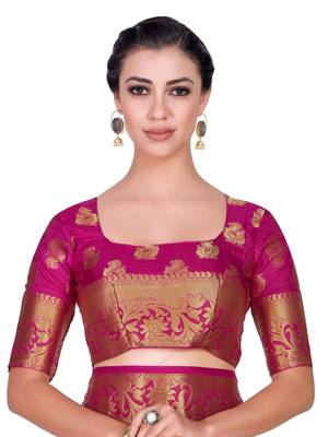 Gold woven art silk saree with blouse 6