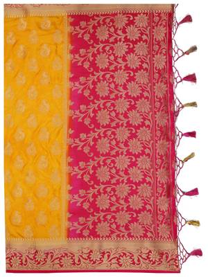 Gold woven art silk saree with blouse 8