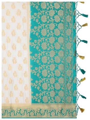 Beige Woven Art Silk Saree With Blouse 8
