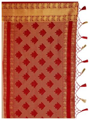 Beige Woven Art Silk Saree With Blouse 8