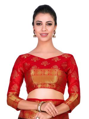 Black woven art silk saree with blouse 6