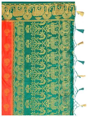 Orange Woven Art Silk Saree With Blouse 8
