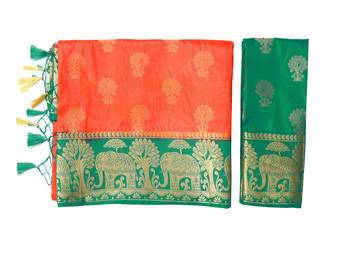 Orange Woven Art Silk Saree With Blouse 9