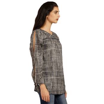 Black printed cotton long-tops 3