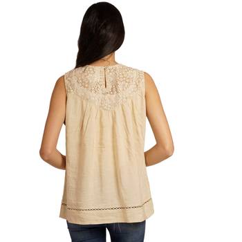 Beige plain linen long-tops 2