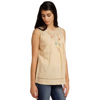 Beige plain linen long-tops 3