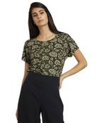 Green printed viscose rayon tops