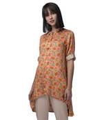 Pink printed cotton long-tops