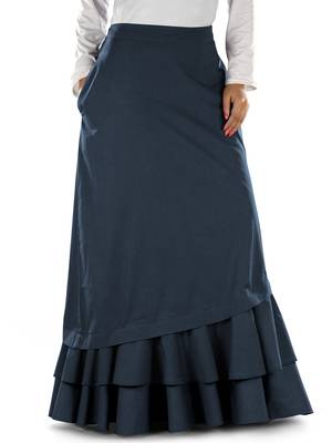 Blue Plain Cotton Islamic Skirts 1