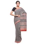 Black printed cotton saree with blouse