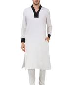 White Plain Rayon Islamic-Kurta-Pajama