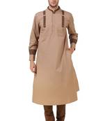 Brown Plain Cotton Islamic-Kurta-Pajama
