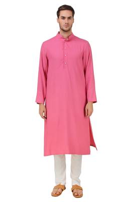 Pink Plain Rayon Islamic-Kurta-Pajama 1