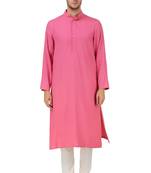 Pink Plain Rayon Islamic-Kurta-Pajama