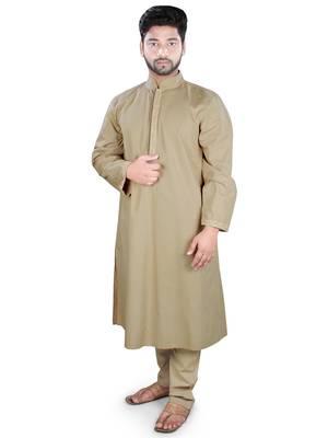 Brown Plain Cotton Islamic-Kurta-Pajama 1