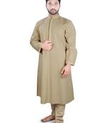 Brown Plain Cotton Islamic-Kurta-Pajama