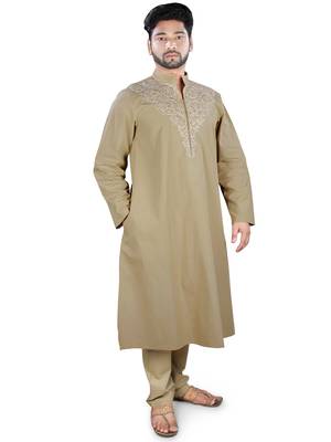Brown Plain Cotton Islamic-Kurta-Pajama 1