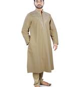 Brown Plain Cotton Islamic-Kurta-Pajama