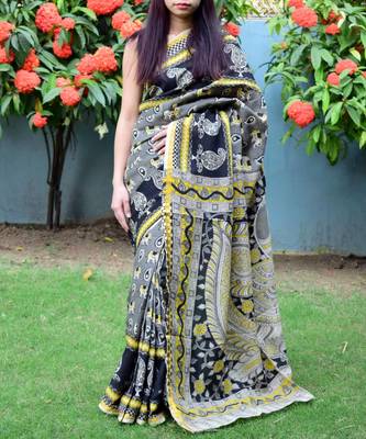 Multicolor Printed Silk Saree With Blouse 1