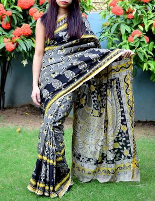 Multicolor Printed Silk Saree With Blouse 2