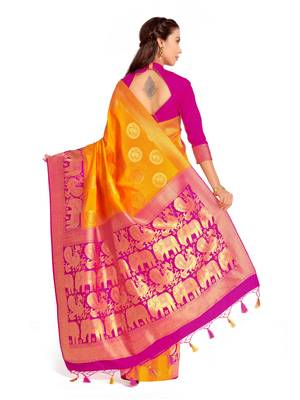 Gold Woven Art Silk Saree With Blouse 4