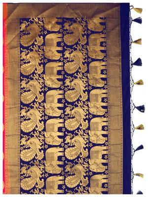Pink Woven Art Silk Saree With Blouse 8