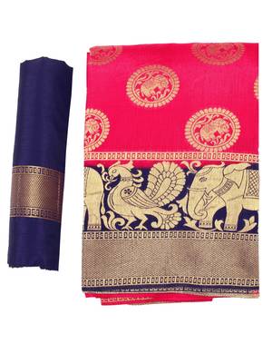 Pink Woven Art Silk Saree With Blouse 9
