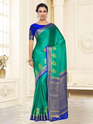 Green Woven Crepe Saree With Blouse 2