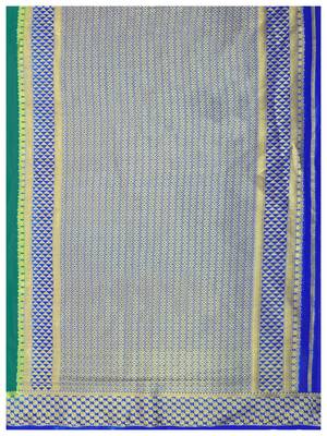 Green Woven Crepe Saree With Blouse 8