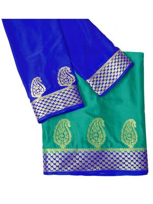 Green Woven Crepe Saree With Blouse 9