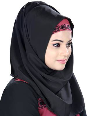Black Satin Plain Hijab 1