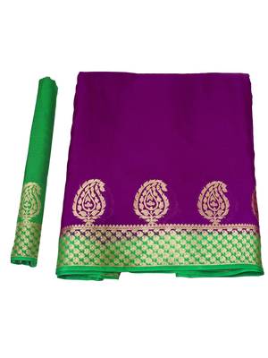 Purple Woven Crepe Saree With Blouse 9