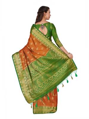 Orange Woven Art Silk Saree With Blouse 5