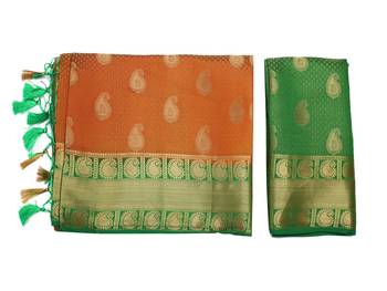 Orange Woven Art Silk Saree With Blouse 8