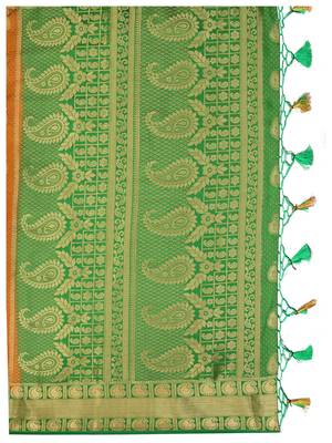 Orange Woven Art Silk Saree With Blouse 9