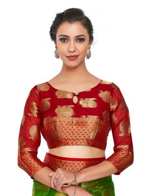 Green Woven Art Silk Saree With Blouse 6