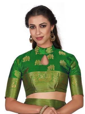Blue Woven Art Silk Saree With Blouse 6