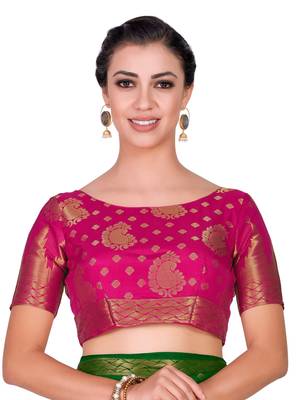 Green Woven Art Silk Saree With Blouse 6