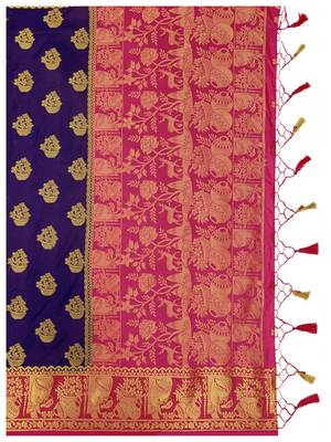 Blue Woven Art Silk Saree With Blouse 8
