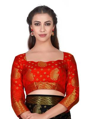 Black woven art silk saree with blouse 6