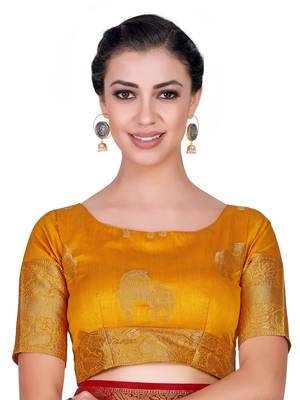 Red Woven Art Silk Saree With Blouse 6