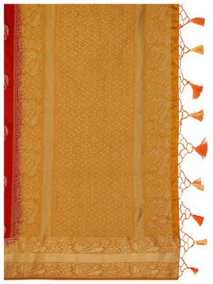 Red Woven Art Silk Saree With Blouse 8