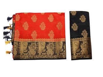 Orange Woven Art Silk Saree With Blouse 8