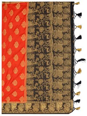 Orange Woven Art Silk Saree With Blouse 9