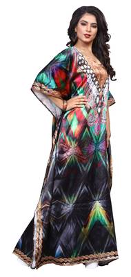 Multicolor Stylish Satin Silk Digital Printed Kaftan 3