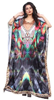 Multicolor Stylish Satin Silk Digital Printed Kaftan 4
