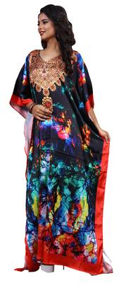 Multicolor Designer Digital Printed Satin Silk Kaftan 2