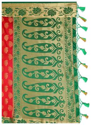 Red Woven Art Silk Saree With Blouse 7