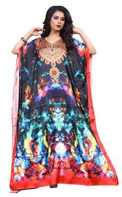 Multicolor Designer Digital Printed Satin Silk Kaftan 4
